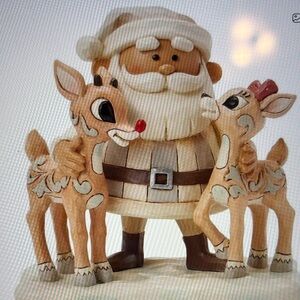Jim Shore White Woodland Santa with Reindeers Figurine NEW